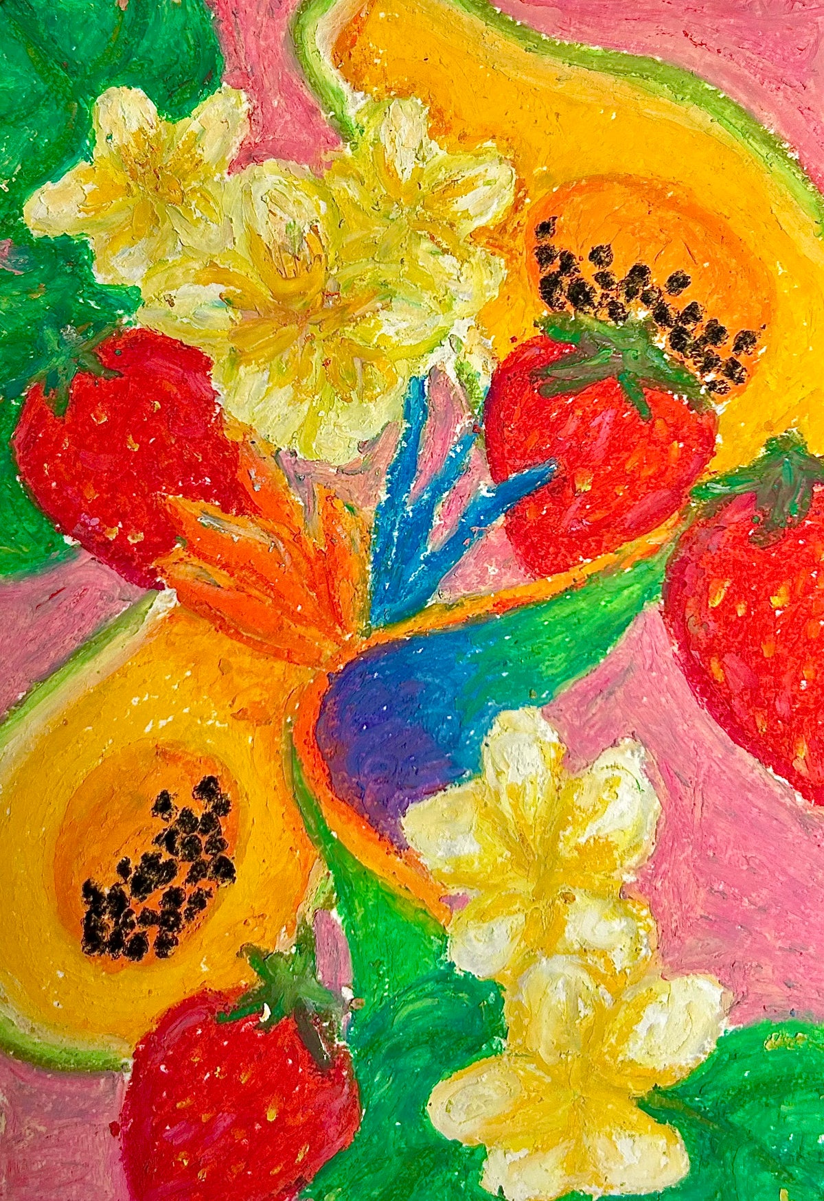 strawberries and papaya print